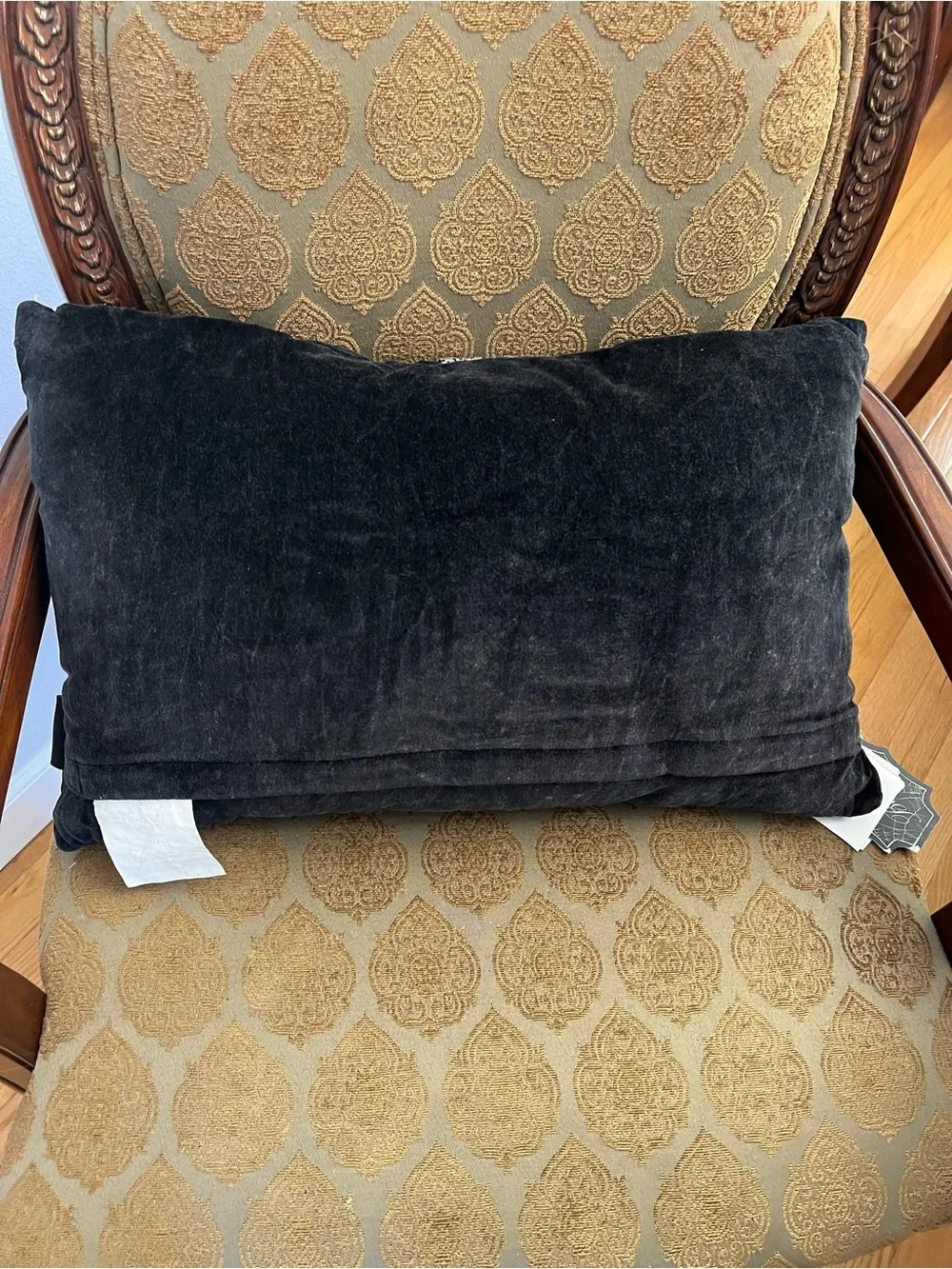 Beaded Ghost Black Accent Pillow - Hand-Beaded Halloween Decor